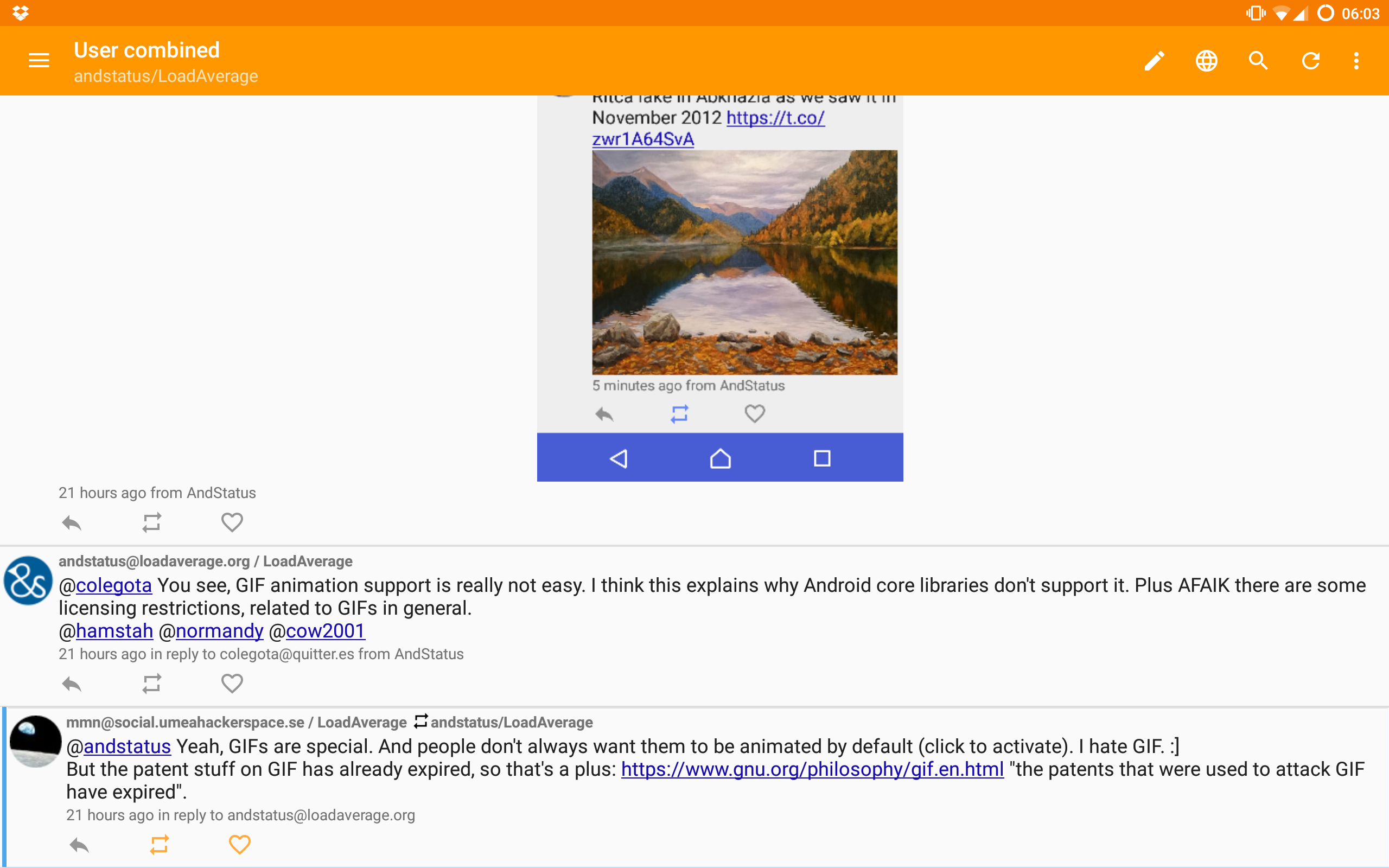 AndStatus on Tablet